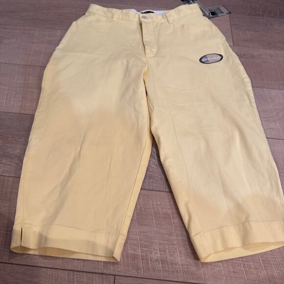 Lee Yellow Stretch Cropped Pants 12 Petite Womens Comfort Fit NEW - Picture 2 of 10